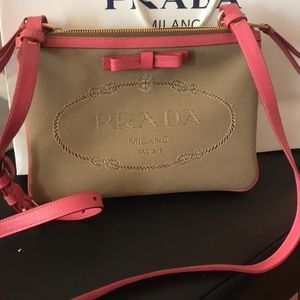 Prada Logo Jacquard Bandoliera Crossbody